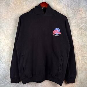 Vintage 90s Planet Hollywood Hoodie Sweatshirt Mens Sz L Black Orlando Logo